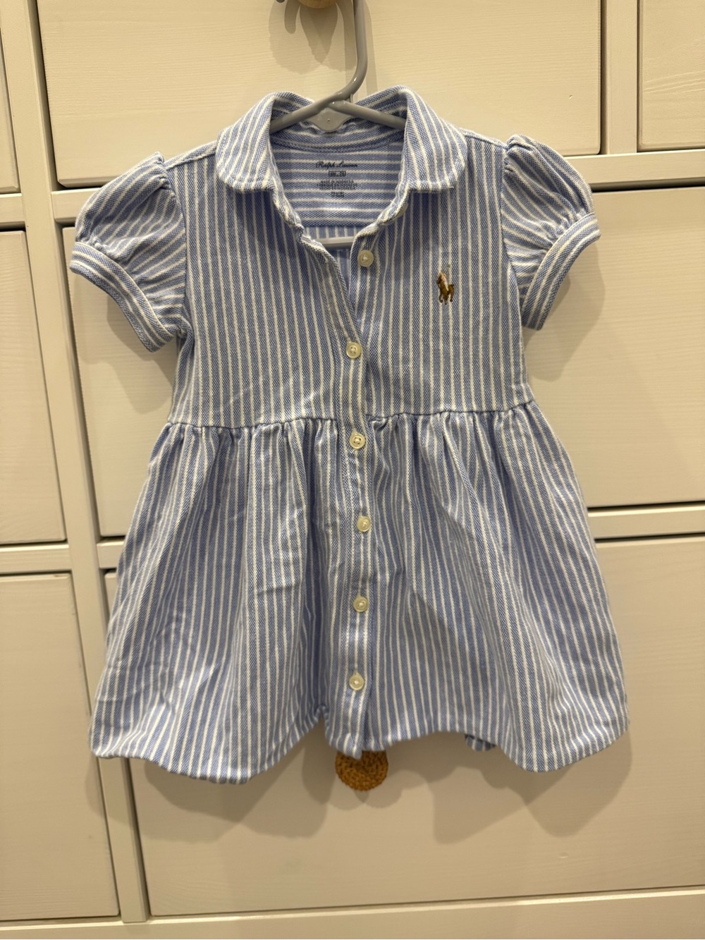Ralph Lauren Light Blue & White Striped Cotton Polo Dress